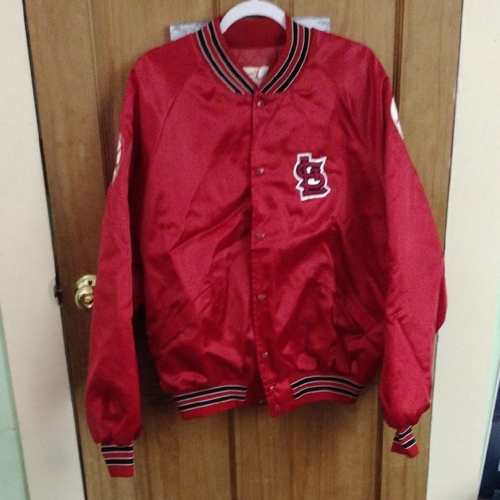 XL King Louie Red Satin St Louis Cardinals Varsity Jacket